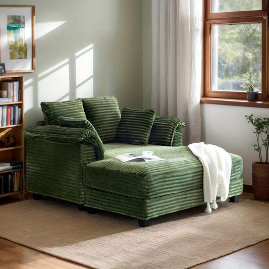 MOTOOS 56" Oversized Sofa Bed, Corduroy Recliner Oversized Sofa, Recliner Bed with Throw Pillows and Armrests, Upholstered Comfortable Sleeper Reading Chair for Living Room, Bedroom, Movie Room