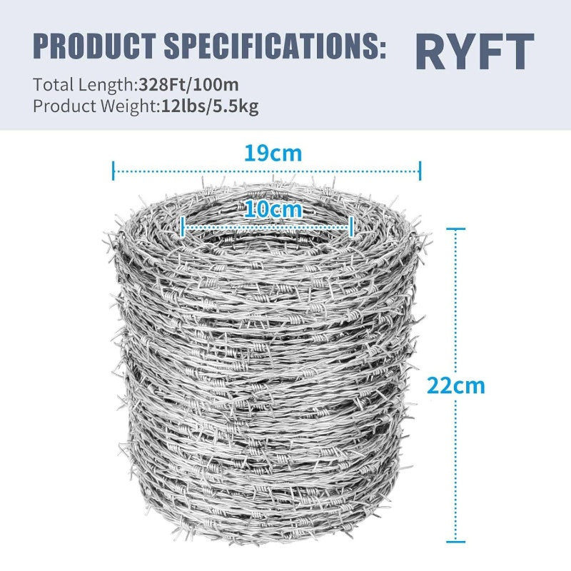 Barbed Wire 328ft, 4 Point 15Gauge Barbed Wire Fence, Useful Wall, Garden, Factory, Hog Wire Fence, Fence Wire, Fencing Wire, Barbed Wire Fence Wire, Wire Mesh, Wire Fencing, Razor Wire Fencing, Barbed Wire For The Garden, Me