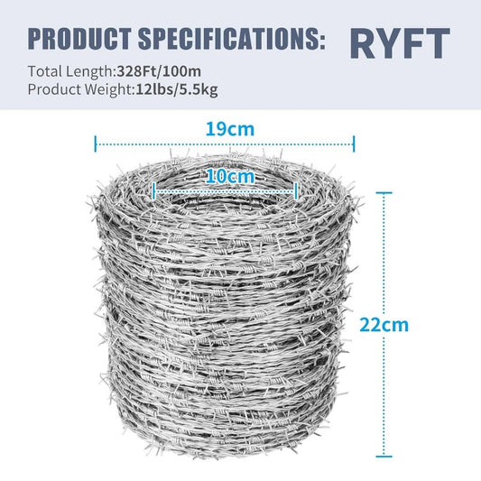 Barbed Wire 328ft, 4 Point 15Gauge Barbed Wire Fence, Useful Wall, Garden, Factory, Hog Wire Fence, Fence Wire, Fencing Wire, Barbed Wire Fence Wire, Wire Mesh, Wire Fencing, Razor Wire Fencing, Barbed Wire For The Garden, Me
