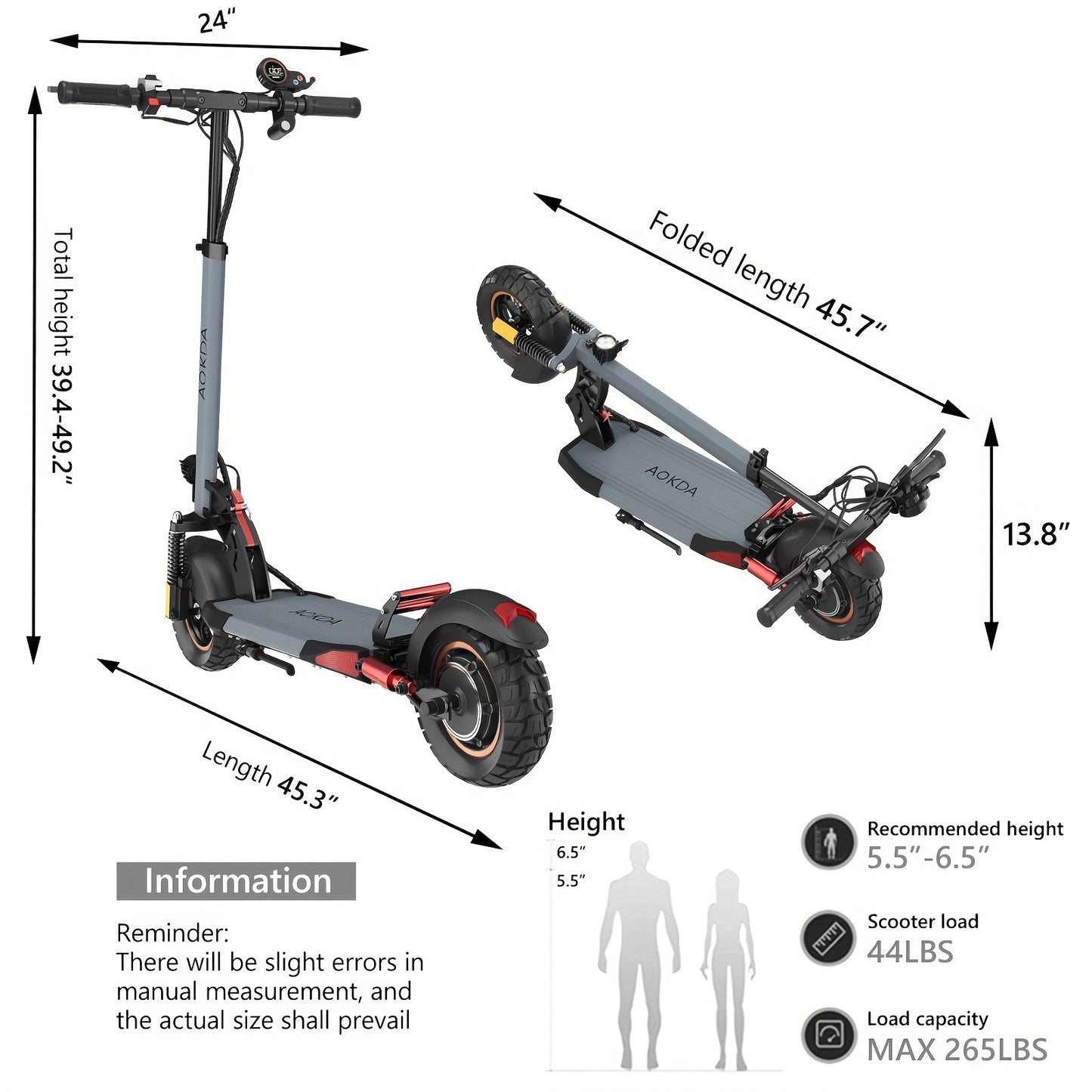 Electric Scooter 10"Off-Road Tires, 700W Motor, 32Km/H Fast Electric Scooter, Up to 25-35Km Range Offroad Electric Scooter for Adults, Commuting, Foldable Electric Scooter Halloween, Christmas Gifts