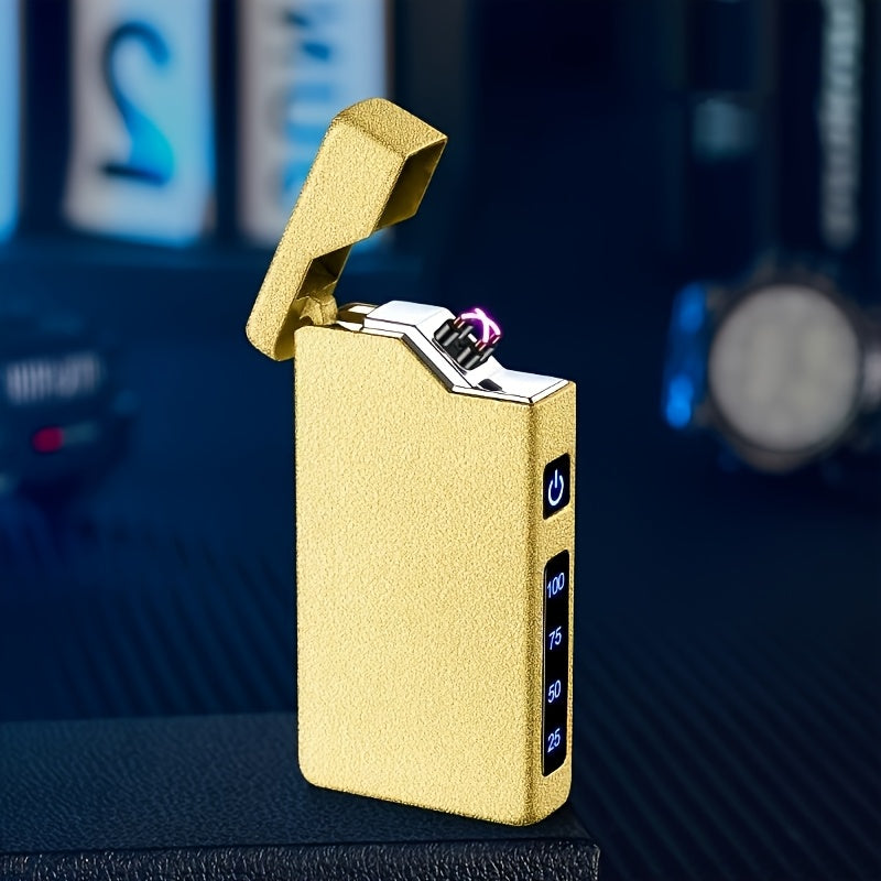 Windproof Dual Arc Lighter, USB C Electric Lighter, Rechargeable USB Lighter, Designed by Parker, Featuring a Spade A Pattern, Wind-Resistant, Suitable for Candles, Incense Sticks, Outdoor Camping, Hiking, a Gift for Men