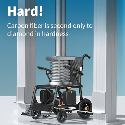 Carbon Fiber Adult Electric Wheelchair - 25-Mile Long Range, 300 lb Capacity Heavy-Duty Power Chair, One-Step Fold/Unfold, Lightweight (15kg) Travel-Friendly Mobility Aid with Hand- Mode, Fits Suitcase for Airplane, Parks & B