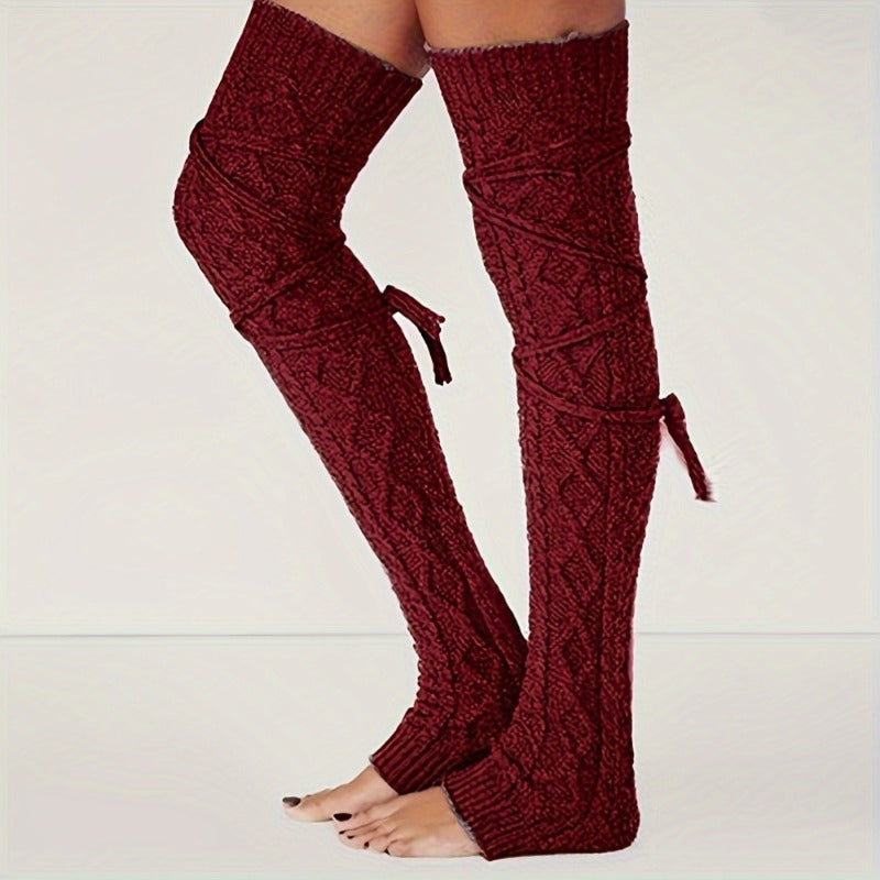 Women's Warm Over-the-Knee Knee-High Sock Covers - Solid Color Thermal Winter Socks Suitable for Cold Weather, Machine Washable, for & Casual Attire (All-Season)
