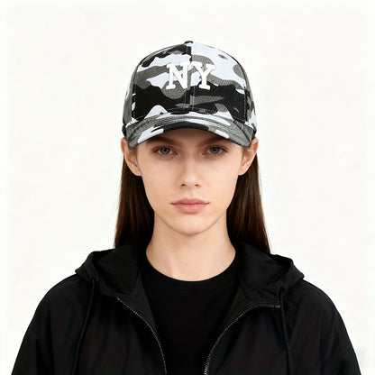 Unisex Camouflage Baseball Cap with NY Letter Embroidery - Adjustable Snap Closure, Lightweight 100% Acrylic Suitable for Outdoor, Casual, And Party Wear, Printed Baseball Cap, Black Baseball Cap, Mesh Baseball Cap, Casual We