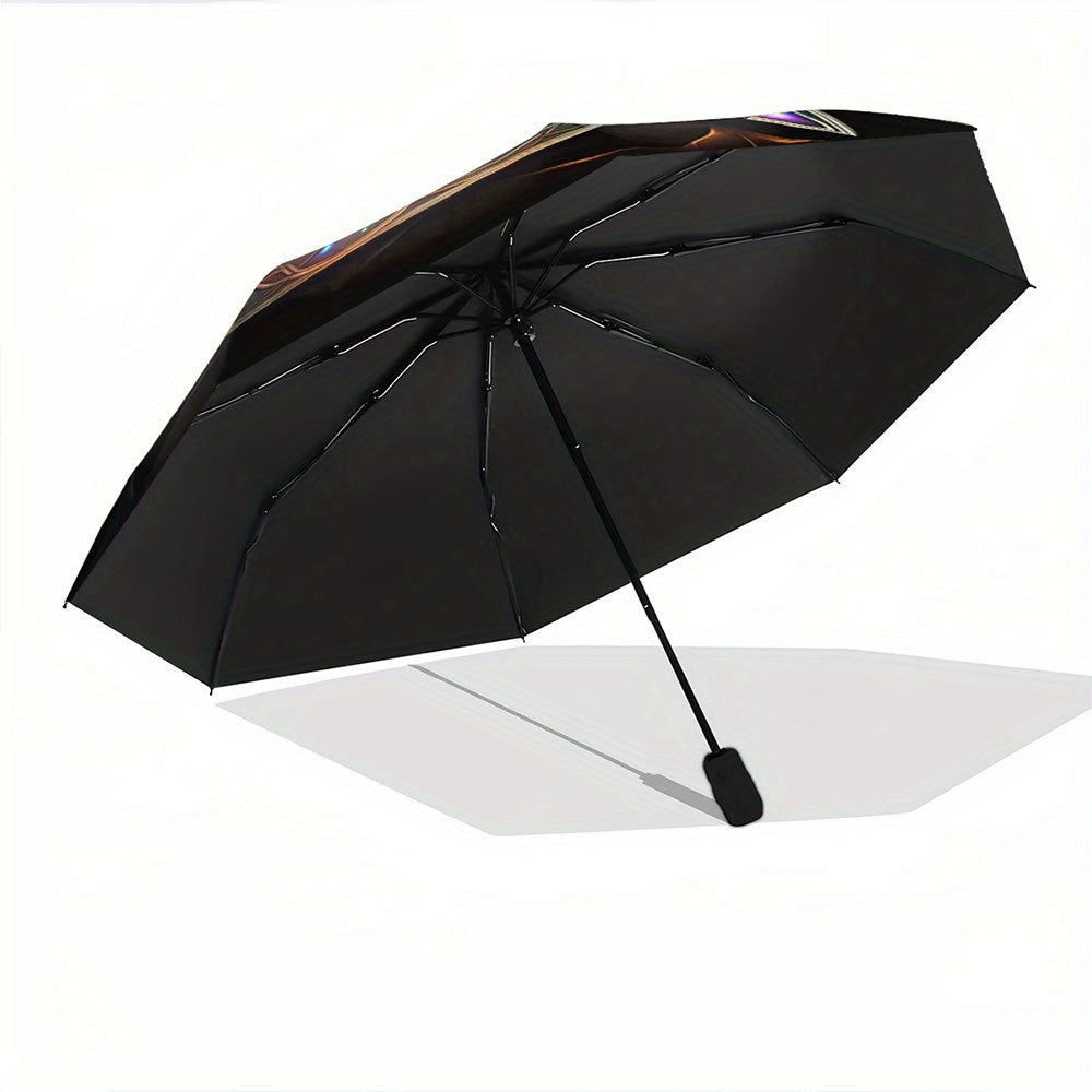 Automatic Opening/Closing Umbrella with Celtic Knot Design - Automatic Folding/Opening, 8-Rib Windproof Construction, Golden/Green/Blue/Purple/Black/Orange/Red/White/, Compact Travel Umbrella for Women/Men, Celtic Knot Patter