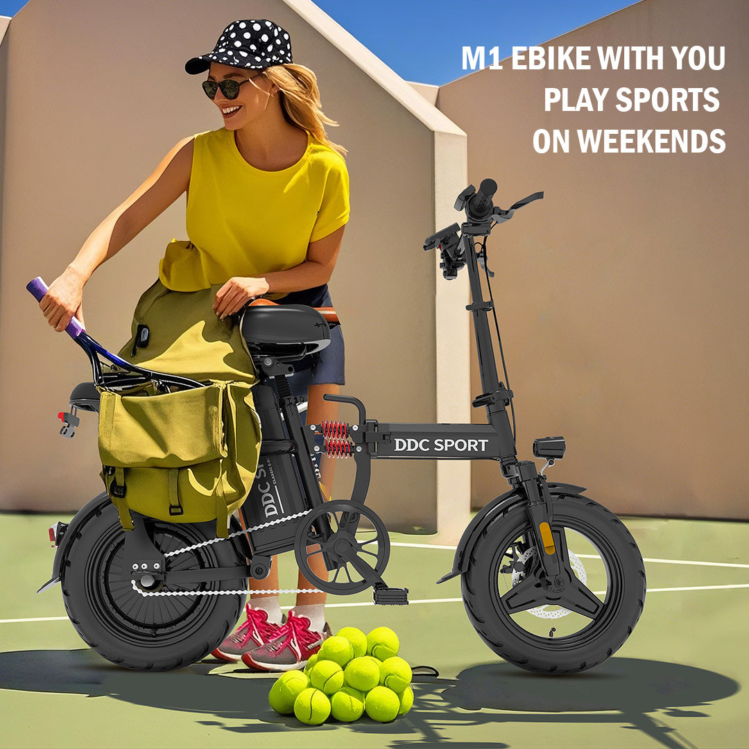 M1 Electric Bike For Adults,35 Miles Range,700W peak motor,20MPH Speed, 48V 20Ah Removable Battery, Dual Disc Brakes, Front And Rear Suspension & Commuter EBike, 14'' all-purpose tire, LCD Mileage Display,, 330lbs Capacity -