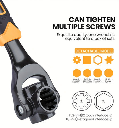 AIRAJ Multi-functional Socket Wrench Head 360 Degree Rotation Automatic Locking Hardness High Torque High Not Slip Gear Applicable Scope Is Wide, Can Be Used for Maintenance, Car Maintenance, Bicycle Maintenance, Bicycle Repa