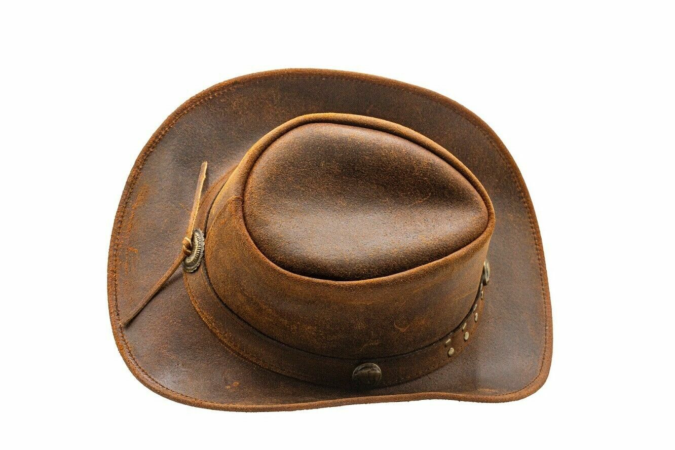 Men and Women Brown Genuine Leather Cowboy Western Hat – Classic Western Hat for Outdoor Adventures, Rodeo, Ranch, Country, Hiking, Travel, Festivals, Camping, Road Trips, Horse Riding, Costume, Halloween Parties – Stylis