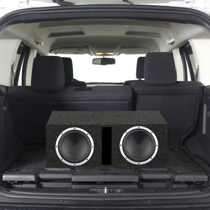 QPower QBASS Dual 12 Inch Heavy Duty MDF Material Car Audio Subwoofer Enclosure Boxes with Shared Slot Port Vent and Dual Chamber Design, Charcoal