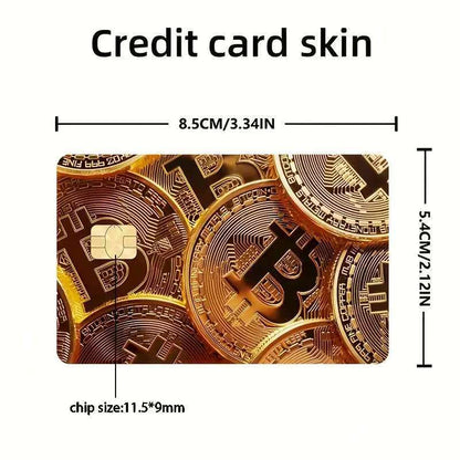 5pcs Set 2025 New Bitcoin Credit Card Skins - Holographic Gloss PVC/Scratch-Resistant Stickers with Bitcoin Logo & Emblem, Permanent Adhesive Removal (No Residue) for Crypto Cards, Collectible for DFeva Enthusiasts