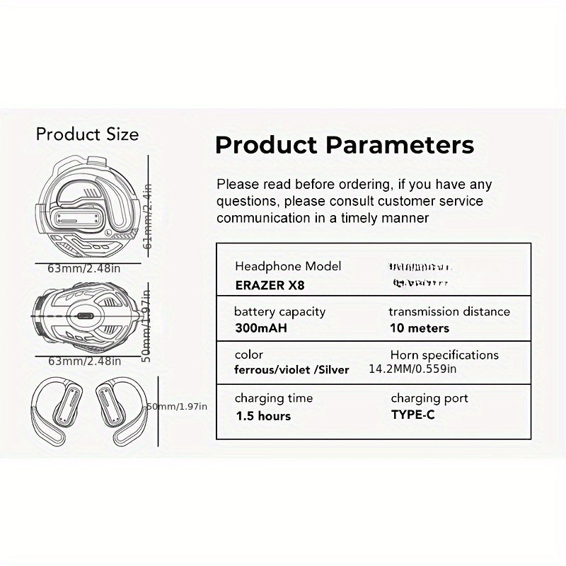 1pc Wireless Earbuds, Wireless 5.4 Headphones With 13mm Speaker, Ultra-Long Playtime, Type-C Fast Charging Case, Stereo Wireless In-EarEarbuds For IPhone And Android, Gaming Business Sports HeadsetMicrophone. Exercise And Lis