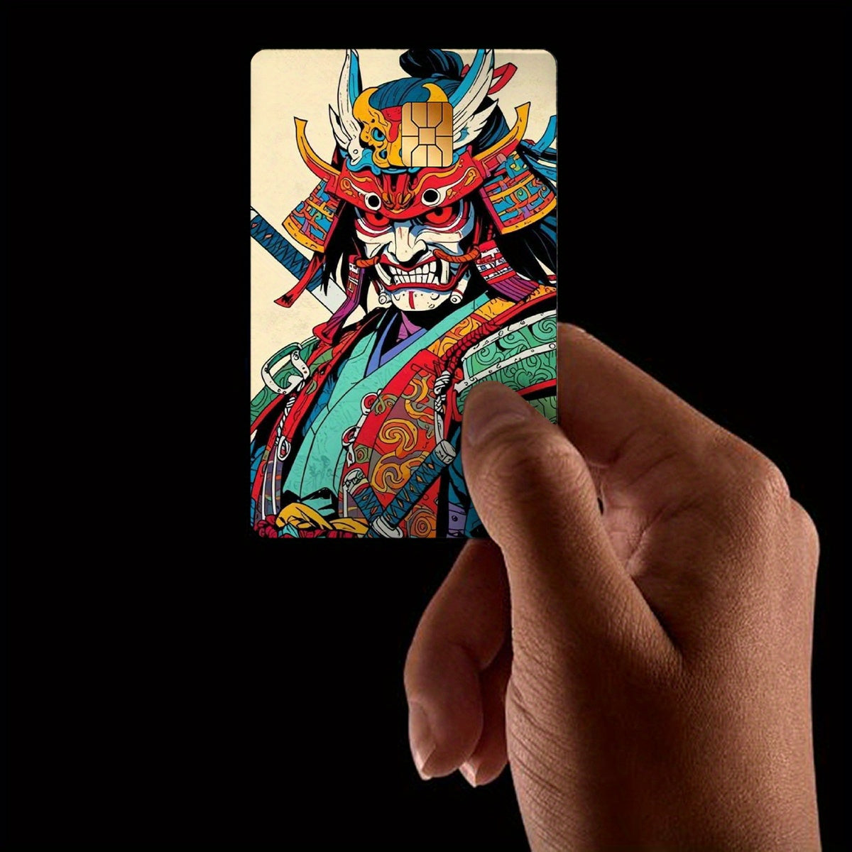 Japanese-style Samurai Pattern Sticker Set, Includes 4 Unique Designs, Durable Privacy Stickers Made of PVC Material, Suitable for Credit Cards, Transit Cards, Debit Cards, Keys, and More, Protects Bank Cards, Perfect as Part