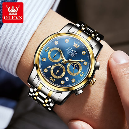 OLEVS Stainless Steel Luminous Business Quartz Watches For Men Luxury Top Brand Fashion Original Men'S Wrist Watches Classic New Trend High Quality Best Selling Men'S Watches