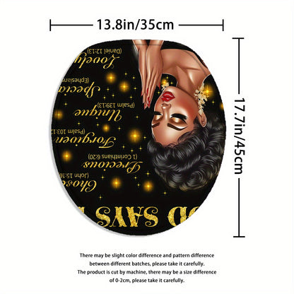 4pcs God Says I Am Bathroom Shower Curtain Sets, Praying African American Woman Shower Curtain Sets With Rugs, Inspirational Quotes Shower Curtain Set, With 12 Hooks, Bath Mat, U-shaped Bath Mat And Toilet Seat Cover, Decorat