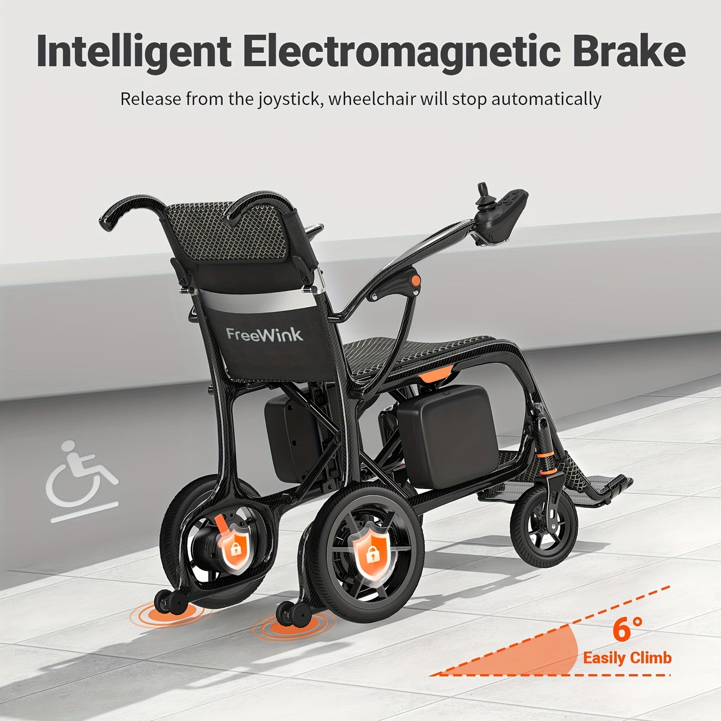 Nihhcune 26-mile Long-range Portable Adult Electric Wheelchair, Full Carbon Fiber Intelligent Electric Wheelchair, Installation-free, One-step Folding And Unfolding, Ultra-light 15kg, 300 Pounds Load-bearing, Suitable for Tra