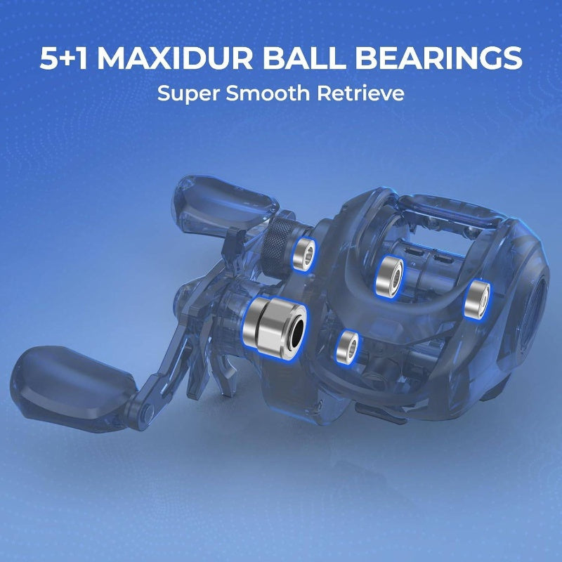Centron Fishing Rod and Reel Combo, Spinning Baitcasting Combos, IM6 Graphite 2pcs Blanks, Stainless Steel Guides with Ceramic Rings, Contoured EVA Handles Fighting Butt