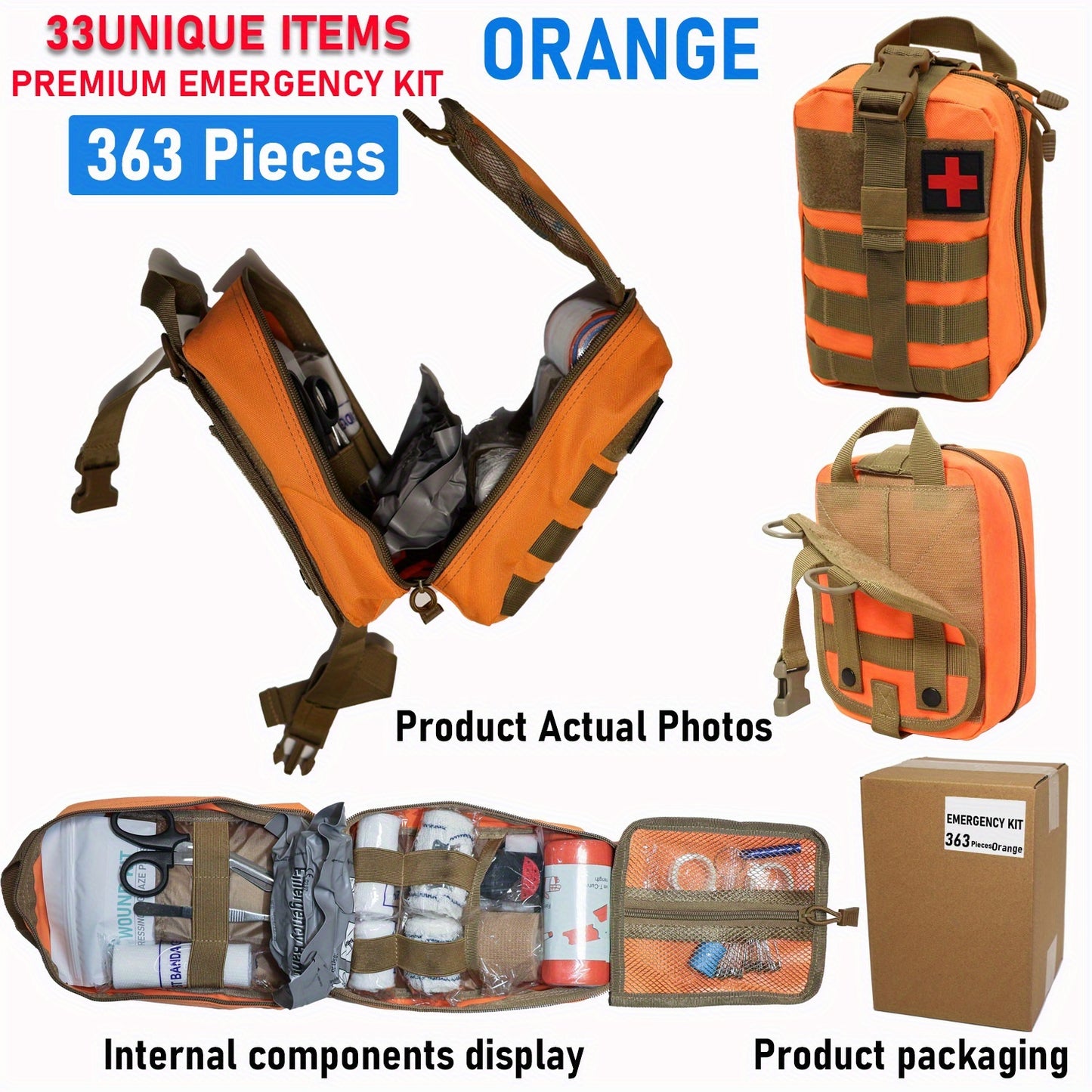 ROORUNS 152/338/363-Ultimate Tactical First Aid Kit with IFAK Pack - Portable & Durable Outdoor Emergency Gear for Hiking, Camping, Hunting, Car, Yacht