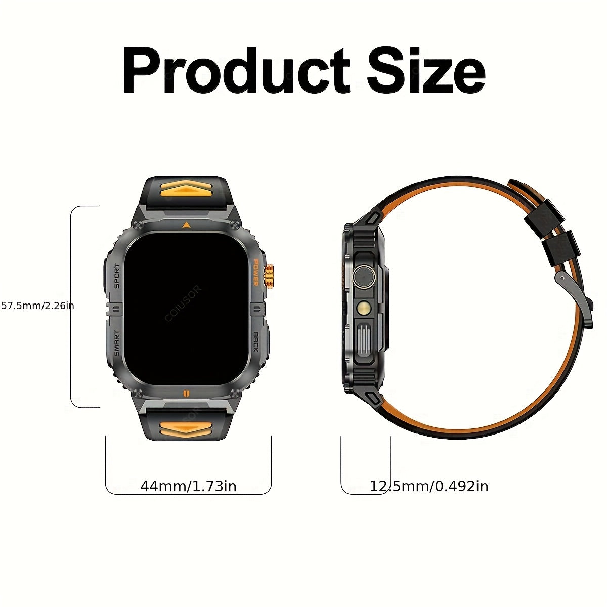 COIUSOR Men'S Outdoor Sports Smart Watch, Wireless Calling Smart Watch, 2.01-Inch HD Full Touch Screen, 1000 Mah Large Battery for Long-Lasting Use, Multiple Sports Modes, Alarm Clock, Pedometer, Calendar, Men'S Smart Watch