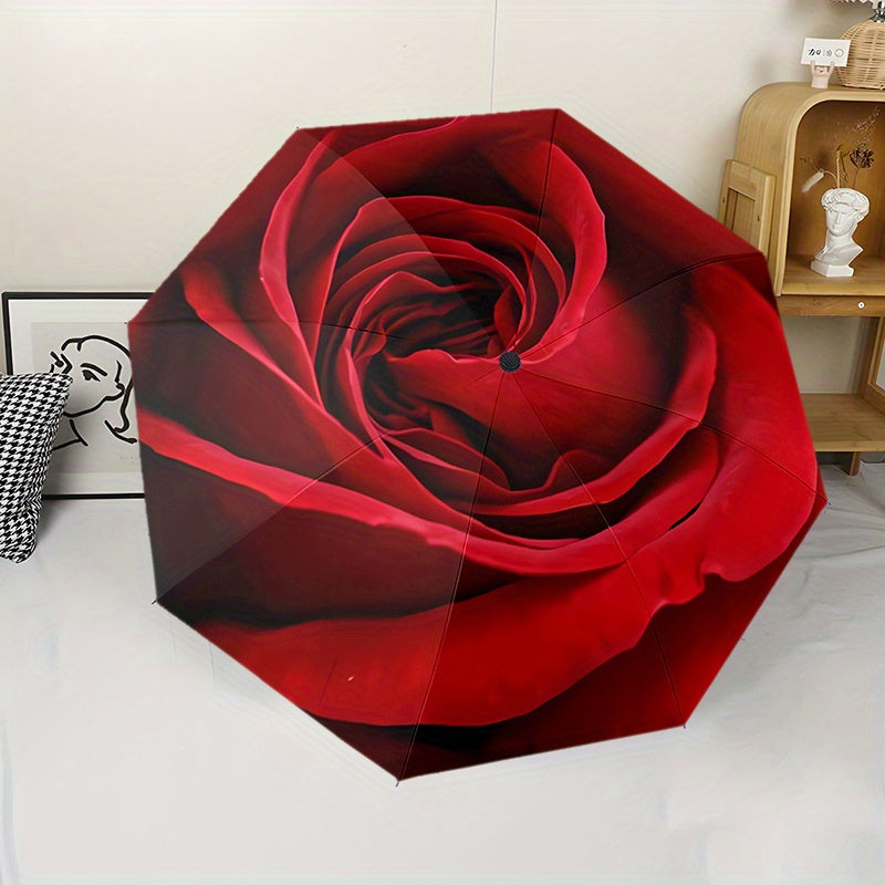 Red Rose (2) umbrella 8 frames automatic umbrella suitable for travel and daily use Christmas Halloween gift choice