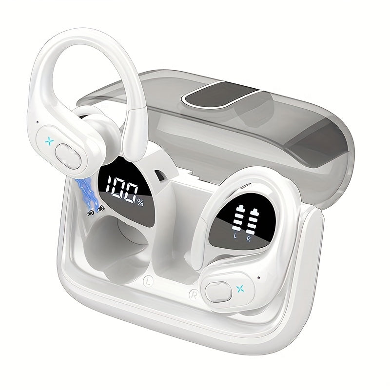 2025 New HD65 Endurance Wireless Headphones Aptkdoe Sports Cordless Headphones, Wireless 5.3 Headphones, 50H Stereo HD Microphone, LED Display, Sports/running Hook Cordless Headphones, Long Life, Intelligent Noise Reduction