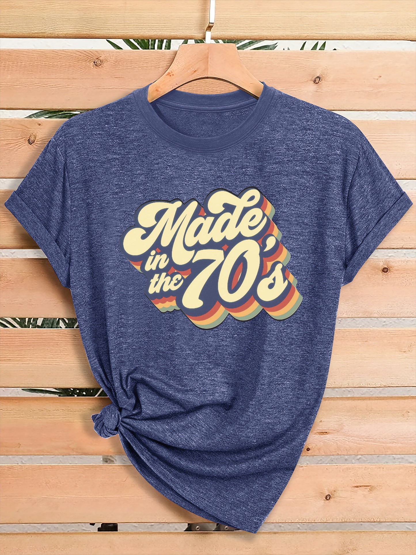 Women'S Vintage 70s Graphic T-Shirt - Retro "Made in the 70s" Print with Rainbow Lettering & 70s Icons, Loose Fit Casual Tee for Gym, Casual Attire & 70s Themed Parties - Soft Breathable Round Neck Summer Top, Local Warehouse