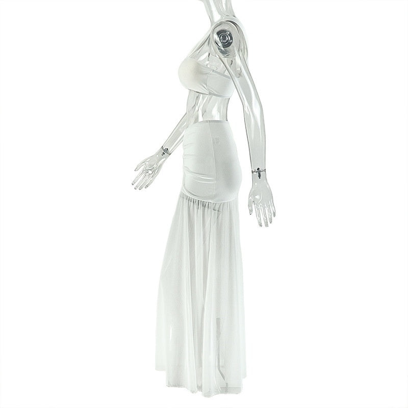 Women'S Greek Goddess One-Shoulder High Slit Dress - Elegant Maxi Formal gown with Cross-Back Neckline, Mermaid/Trumpet silhouette, Formal Party Wedding Evening gown in - Elegant Evening Party Outfit for Women - Sexy Glamorou