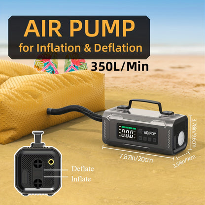 Car Jump Starter with Air Compressor, 6-in-1 2500A Car Battery Charger Power Jumper Starter Pack(All Gas/2.11gal Diesel), 150PSI Tire Inflator, Air Pump for Inflation/Deflation, LED Emergency Light, Jump Starter Battery Pack