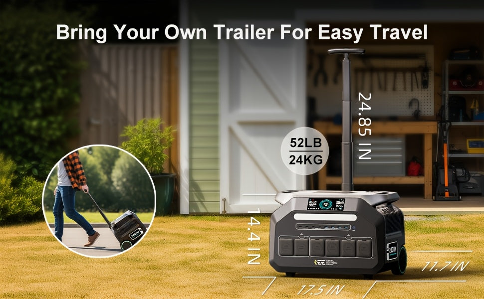 IEE P2400 Portable Power Station 2400W (5000W Peak) Solar Generator with 2x100W Solar Panels & Bonus 30W Panel, 2048Wh LiFePO4 Battery, 1800W AC Charging, 4 AC Outlets, Heavy-Duty for home Backup, RV, Emergencies - Eco System