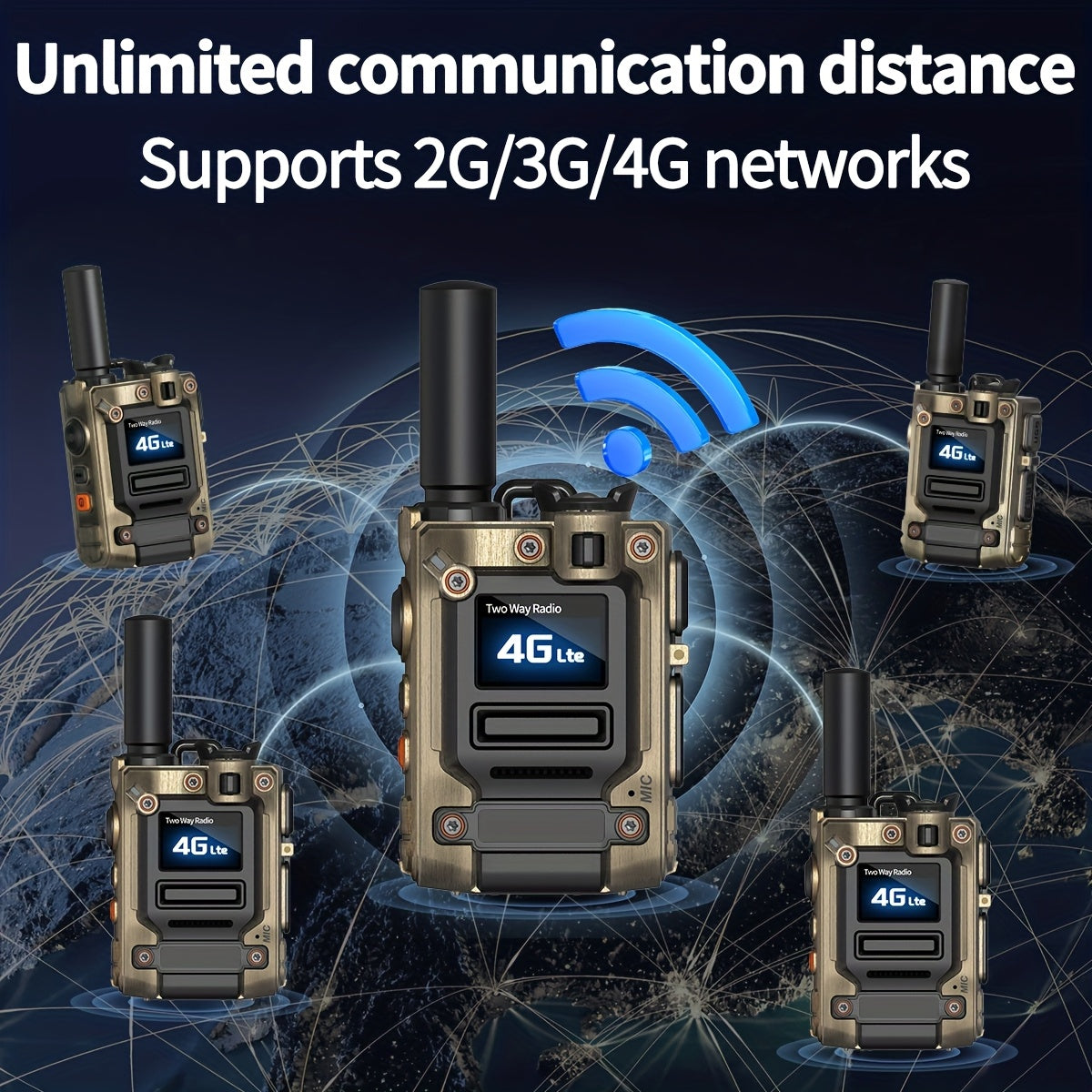 2 Pack AIRITON Global POC 4G LTE Walkie Talkie with SIM Cards,Unlimited Range radios Long Range walkie talkies 5000 Miles Nationwide AI-G7 Rechargeable Two-Way Radios Portable Type-C Fast Charging for Camping Hiking