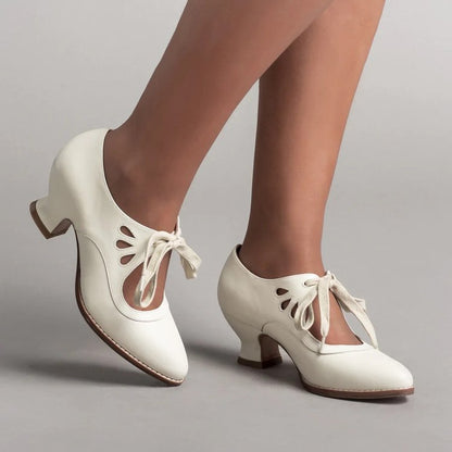 Women'S Large Size Chunky Low Block Heel Pointed Toe Lace-Up Sandals - All-Season Round-Toe-like Comfort, Brown Faux Cover Upper & Synthetic Cover Lining, European-Inspired Elegant Casual to Semi-Formal Shoes with Arch Suppor