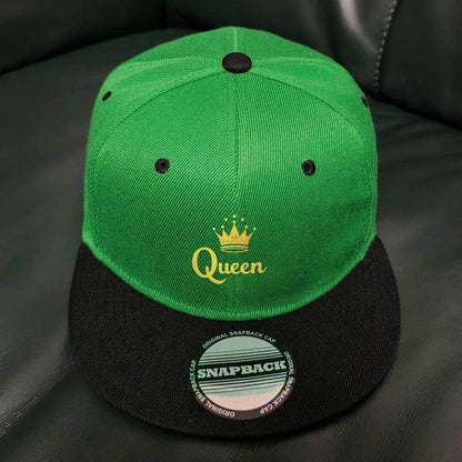 Black Snapback Hat with Crown & Queen Design - Lightweight Polyester, Adjustable Fit for Music Festivals, Travel & Outdoor Activities, Festival Headwear | Crown Graphic Cap | Durable Headgear, Festival Accessories