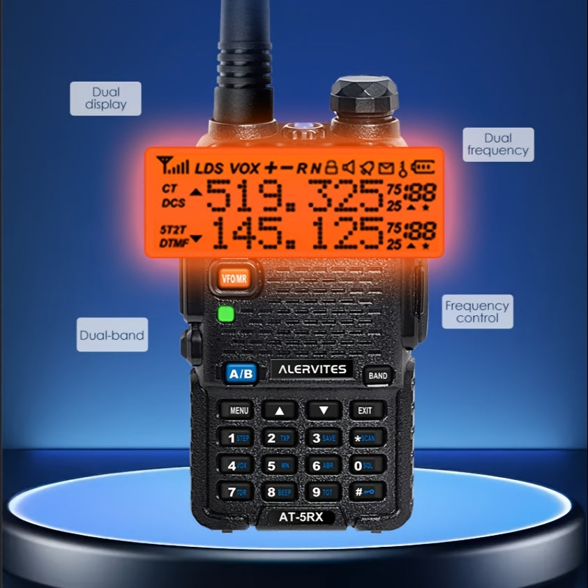 2-Pack ALERVITES Multi-Band Ham Radio Handheld - Remote Walkie-Talkies with AT-5RX Upgrade Technology, Portable Two-Way Radios for Adults, Camping, Hiking, Travel, Frequency Copy, Airband Compatible, USB Rechargeable, Black,