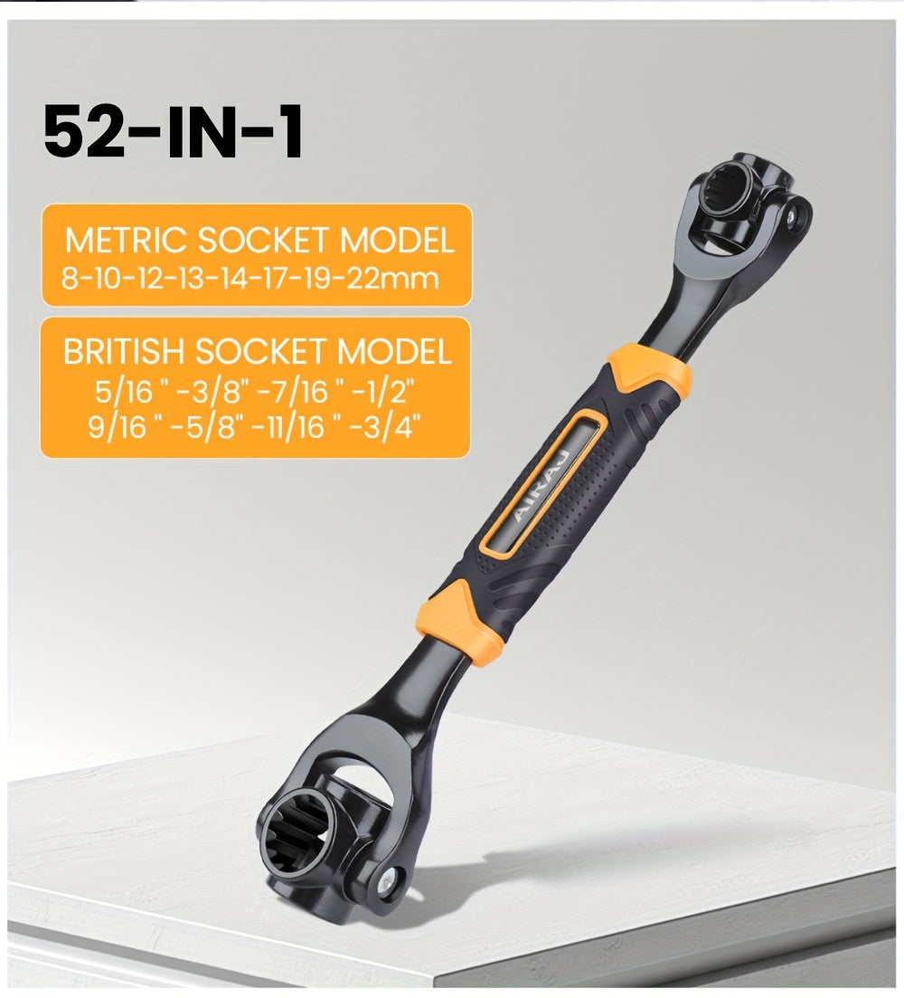 AIRAJ Multi-functional Socket Wrench Head 360 Degree Rotation Automatic Locking Hardness High Torque High Not Slip Gear Applicable Scope Is Wide, Can Be Used for Maintenance, Car Maintenance, Bicycle Maintenance, Bicycle Repa