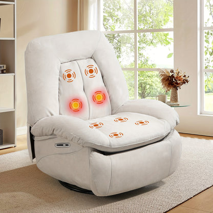 Electric Massage Recliner Chair with Heat - 360° Swivel & Rocking Recliner w/ USB Charging & Storage Pocket(for Christmas Gift)