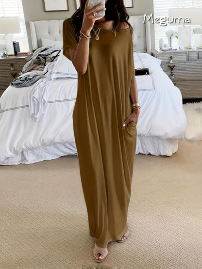 Women's Elegant Long Dress - Soft Breathable House & Outdoor dress, Loose Fit Maxi - Machine Washable Everyday & Formal wear - All-Season Women's Clothing, Skinfriendly Fabric