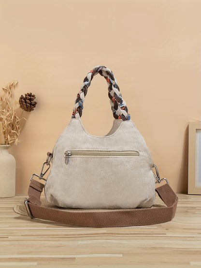 Casual Handwoven Elephant Pattern Crossbody Bag, Portable Multi-purpose Shoulder Bag Handbag