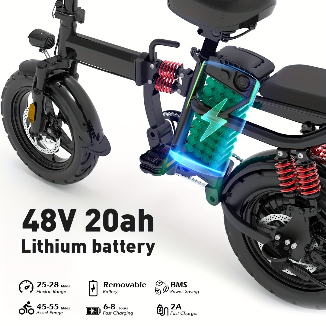 Foldable Electric Bike for Adults & Teens, M1 700W Ebike, 48V 20Ah Removable Battery 32km/h, LCD Display, Perfect for Back to College, Dual Disc Brakes, Commuting, Camping And Giving (Fall Deal)