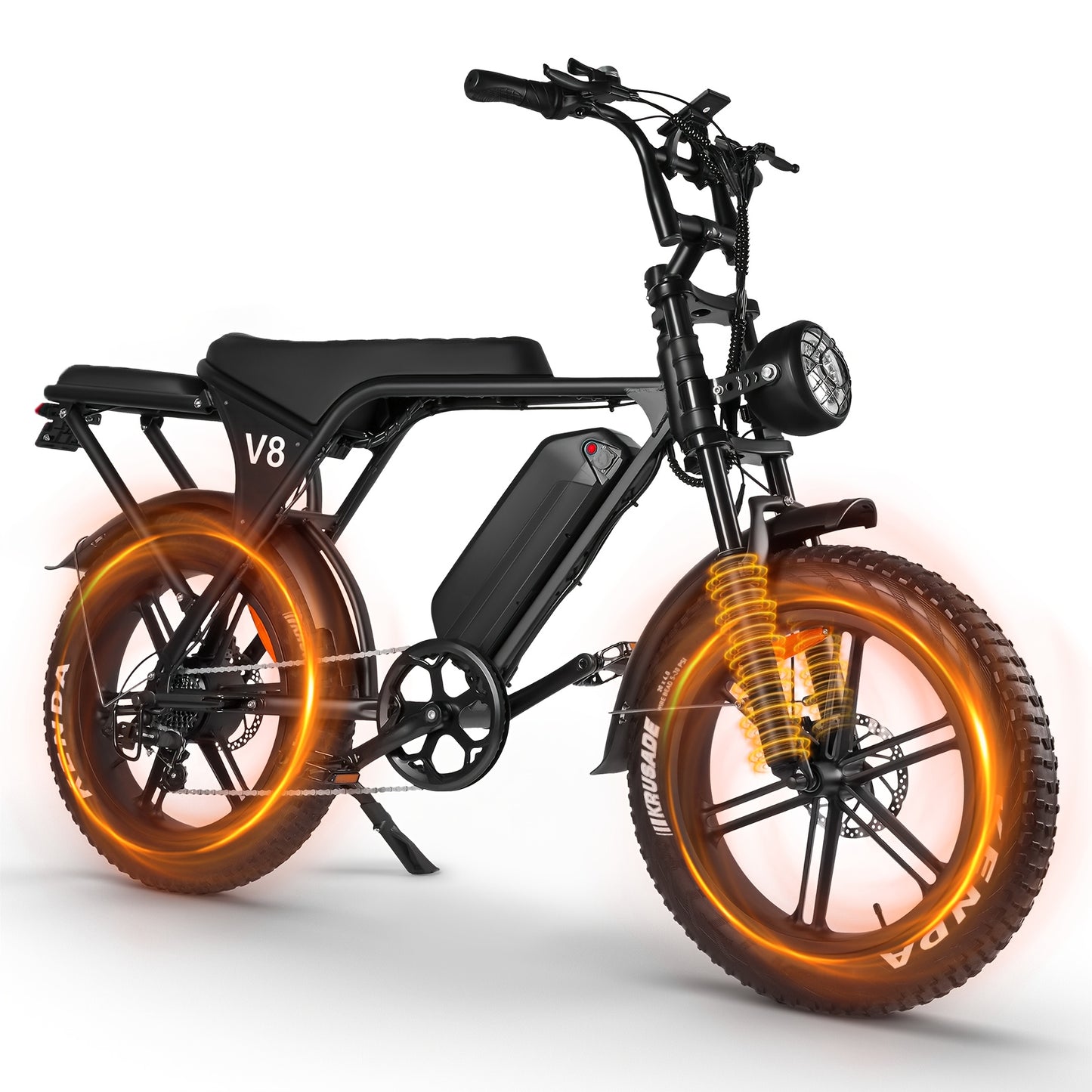 Electric Bike, V8 Electric Mountain Bike With 740W Motor 48V 15Ah Removable Larger Battery 25km/h 20" Fat Tire E Bike 7-Speed Adult Electric Bicycles, Electric Dirt Bike, Electric Mountain Bike, Electric Bicycle For Adults, E