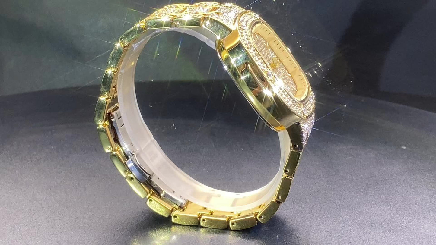 Latest Chilled Men'S Watch With Street Style Water Drill Hip-hop Square Watch For Women With Luminous Scale For Couples, Jewelry Accessories.