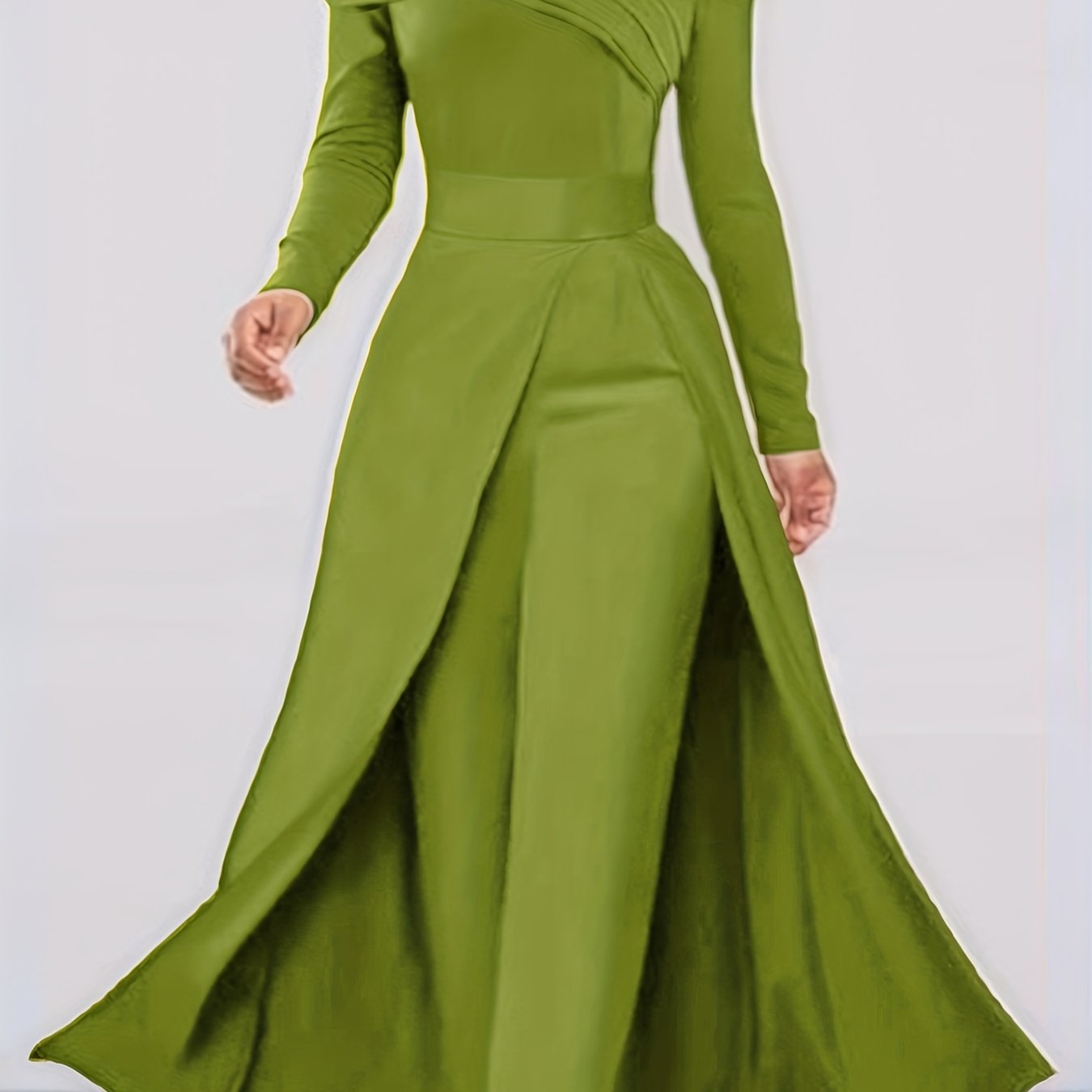 Autumn New Solid Color Fashionable Elegant Versatile Long Top Pants Women's Two-Piece Set