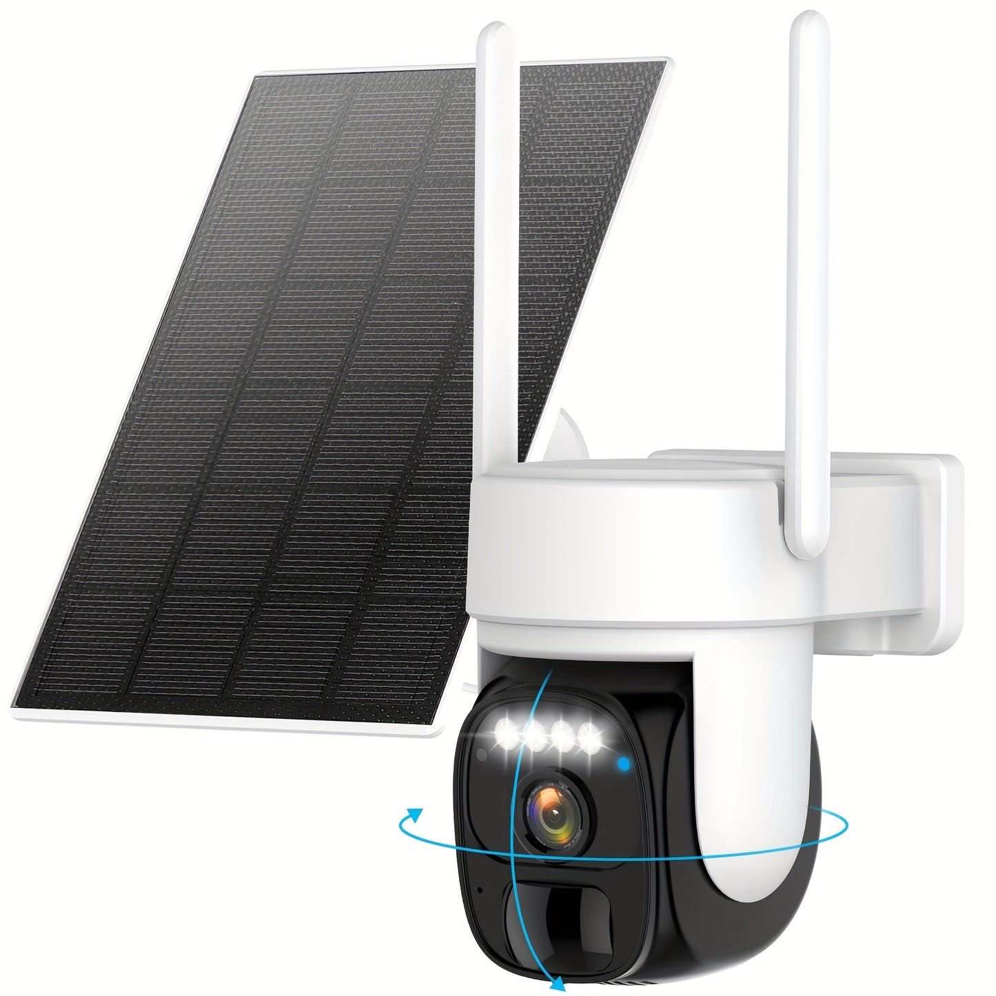 7pcs Solar Powered Outdoor Security Cameras with AI Motion Detection, 1440P HD, 360° PTZ, Solar-Powered Wireless WiFi Cameras with Two-Way Audio, Color Night Vision,, Business, Driveway, Garage - Cloud Storage Included