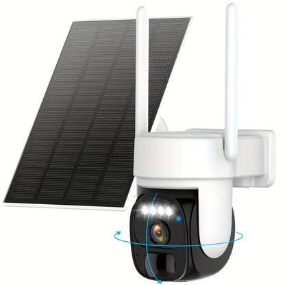 7pcs Solar Powered Outdoor Security Cameras with AI Motion Detection, 1440P HD, 360° PTZ, Solar-Powered Wireless WiFi Cameras with Two-Way Audio, Color Night Vision,, Business, Driveway, Garage - Cloud Storage Included