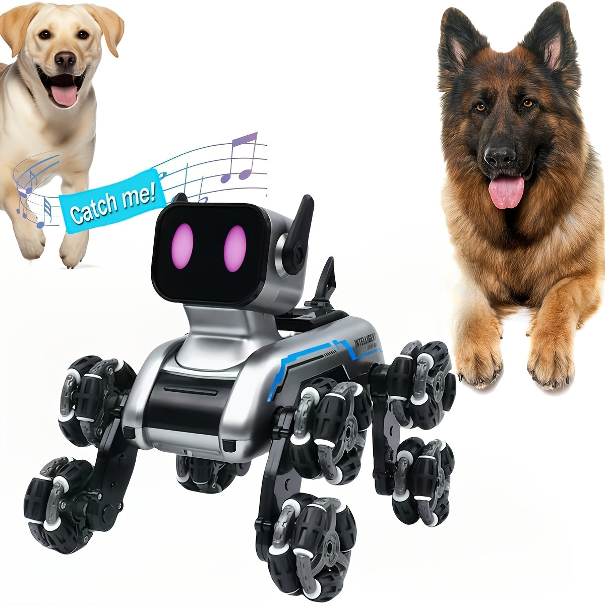 8WD Robot Dog, Dual-Electric Dual-Control, Intelligent Mechanical Dog with Swing Arm, Deformation, Climbing Car, USB Charging, Infrared Sensor, Rechargeable Battery, ABS Material, for Pets & Children, Holiday Gift Idea