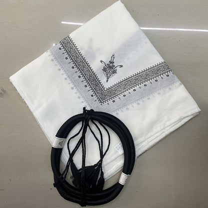 Elegant White Floral Print Headscarf - Unisex, Breathable, Perfect for Ramadan and Eid | Traditional yet Modern Design, Hand Wash Only