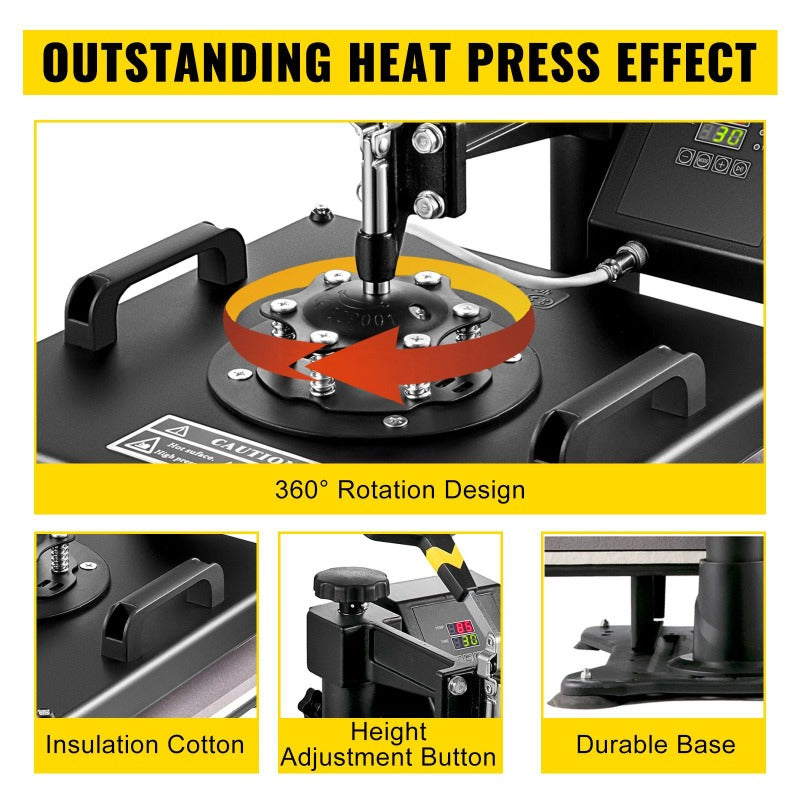Quality Assurance VEVOR Digital Clamshell 15" X 15" 38 X 38cm Heat Transfer Press + 14 Inch Vinyl Cutter Machine Kit Software Flash Sale