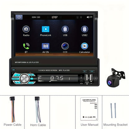 Podofo Wireless Carplayer - Single Din Car Stereo - 7 Inch HD Flip Out Touchscreen Car Radio - with Wireless Car Player Android Auto, Wireless, Type-C/USB/TF/AUX, SWC, FM, Voice Control, Backup Camera