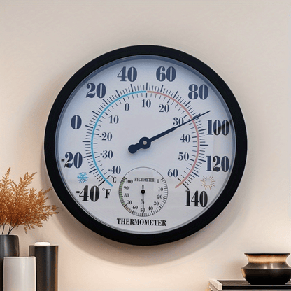 1pc 25cm Dual-Panel Thermometer with Black Frame - Accurate Temperature & Humidity Measurement, Stylish American Design, Durable Acrylic, Ideal for Home, Office, and Indoor Use, Office Decor | Modern Wall Clock | Durable Acry