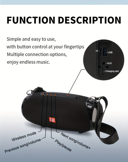 Portable Wireless Speaker - TG534 with Dual Speakers - TWS Stereo Hi-Res Audio - Hands-free Call/FM/TF Card/U Disk - Connect to Mobile Phone/Tablet/TV - Support Plug-in Card U Disk - Compatible with TF Card/USB Drive/FM Built