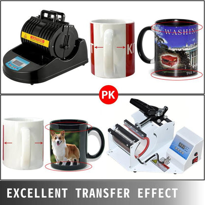 1300W Mug Heat Press Machine | 110V Black Sublimation Heat Press for Transferring Pictures on 11oz Mugs, Glasses, and Cups with Digital Control Display
