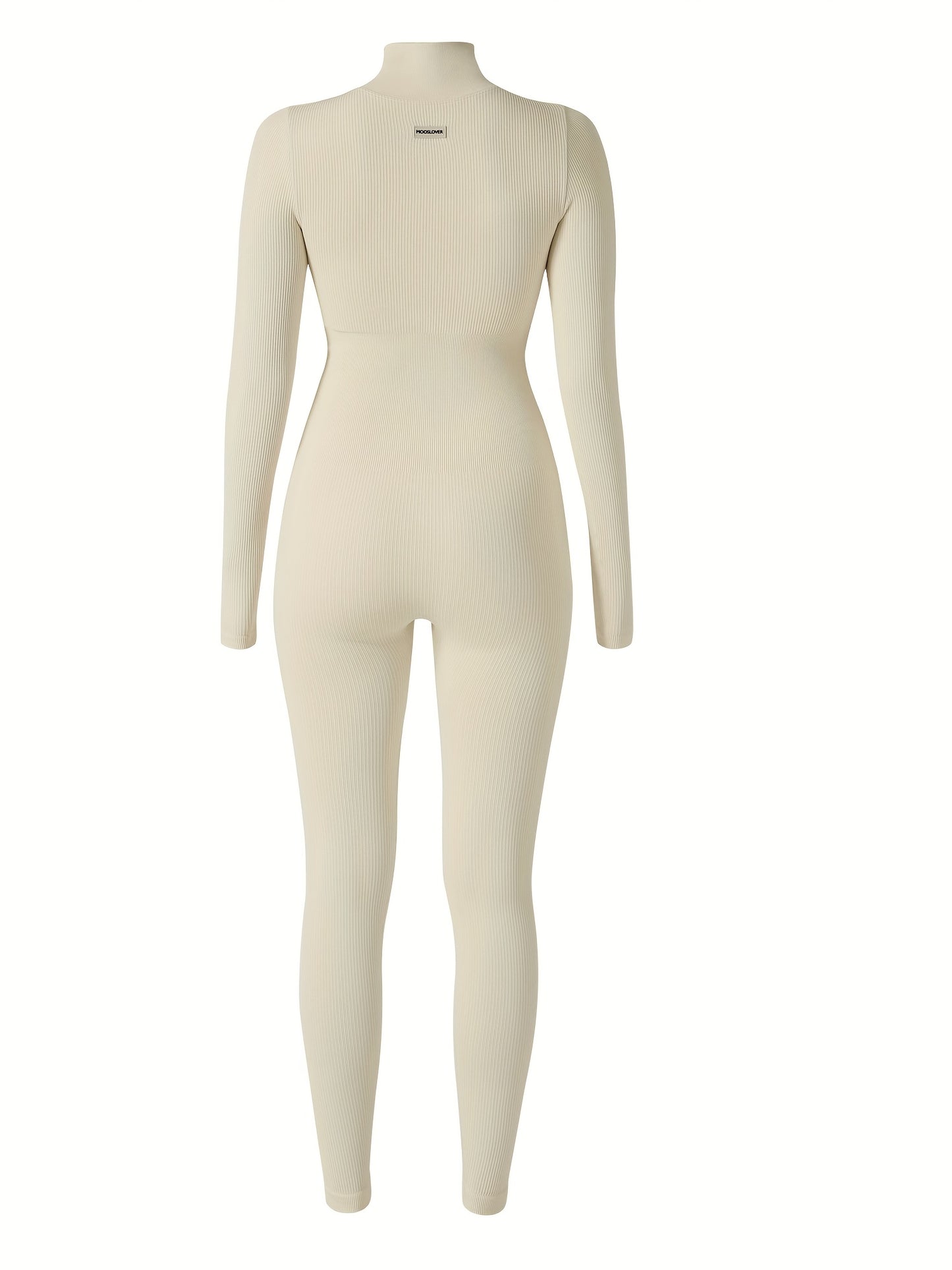 OMKAGI Women's Jumpsuit - Long Sleeve Front Zipper Onesie, Slim Fit Ribbed Tights, Warm Winter Pants, Machine Washable Solid Color Outfit, Elastic Breathable Jumpsuits for Fall/Winter (Casual & Dressy)